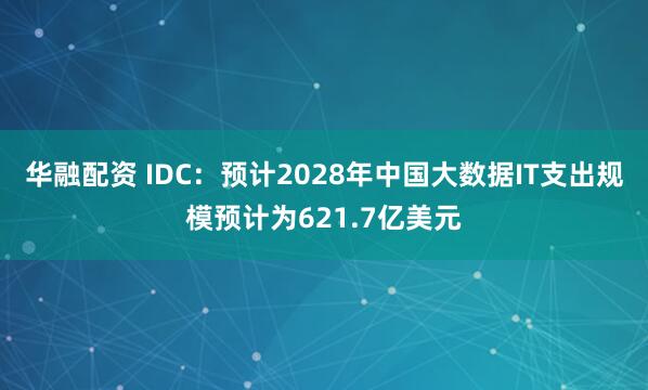 华融配资 IDC：预计2028年中国大数据IT支出规模预计为621.7亿美元